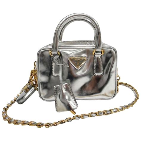 prada borsa in tessuto silver handle bag|Prada silver crossbody handbags.